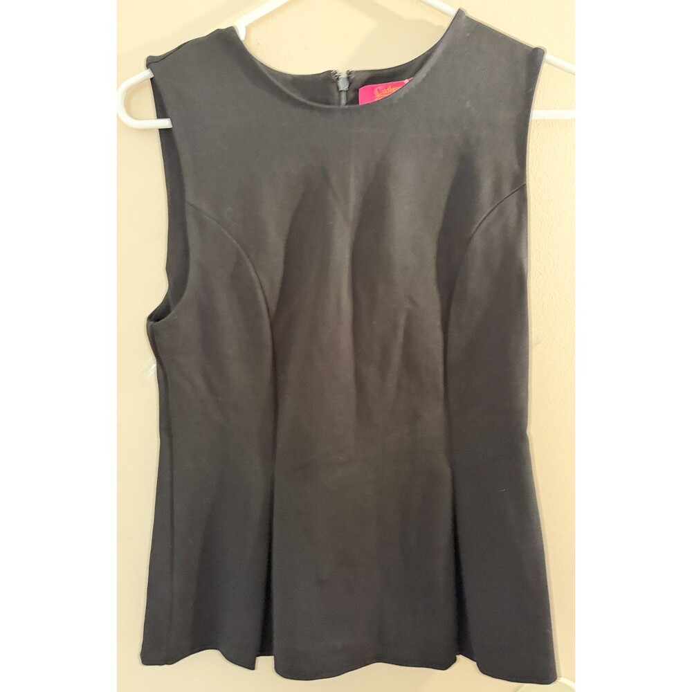Catherine Malandrino Black Sleeveless Women’s Size 4 Peplum Flare Career Blouse